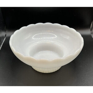 Vintage E.O. Brody Milk Glass Planter With Scalloped Top Edge 6"